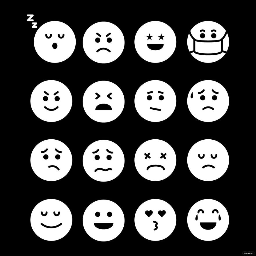 White Emoji Vector in Illustrator, EPS, SVG, JPG, PNG