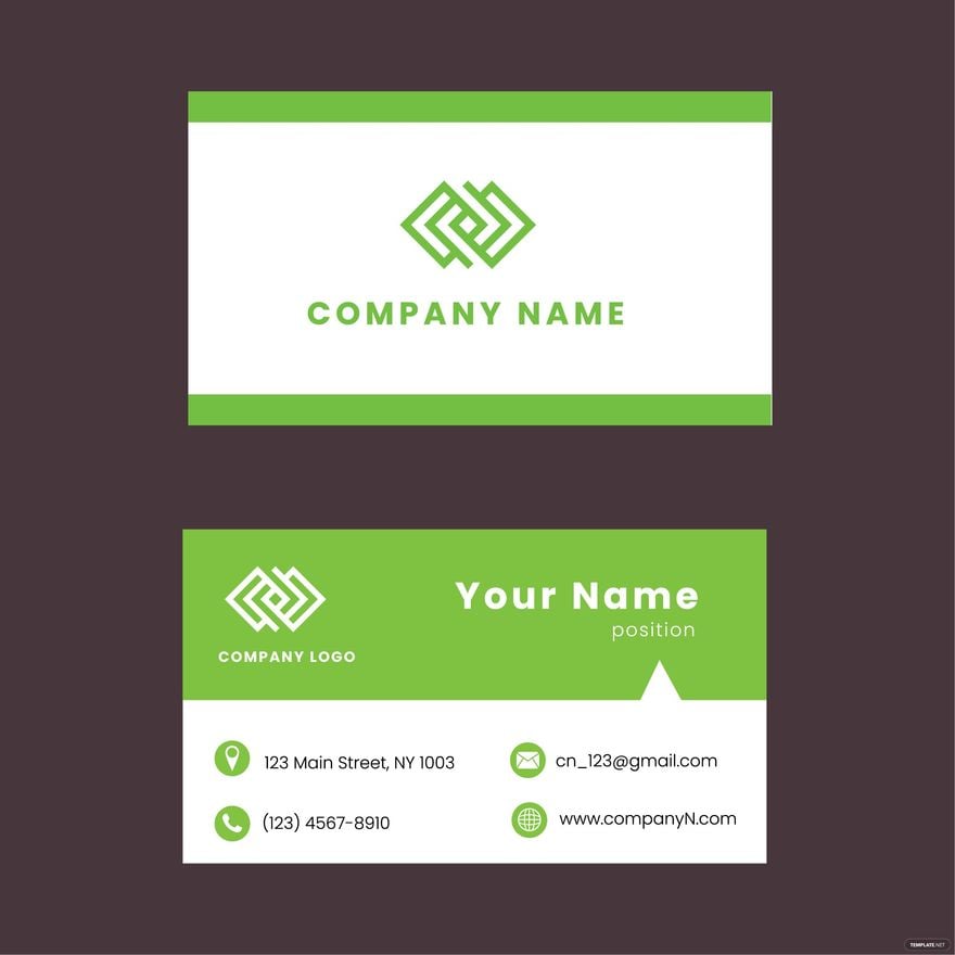 Green Business Card Vector in Illustrator, EPS, SVG, JPG, PNG