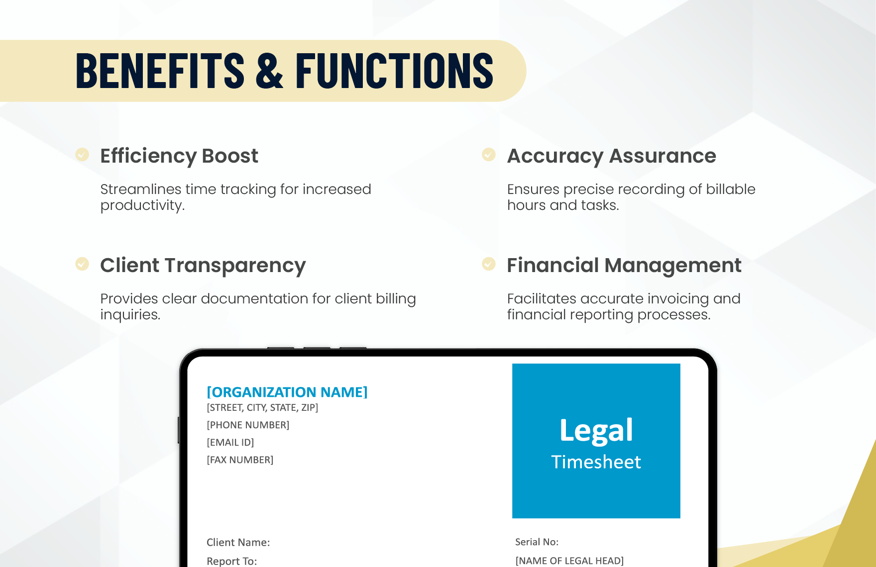 Sample Legal and Lawyer Timesheet Template