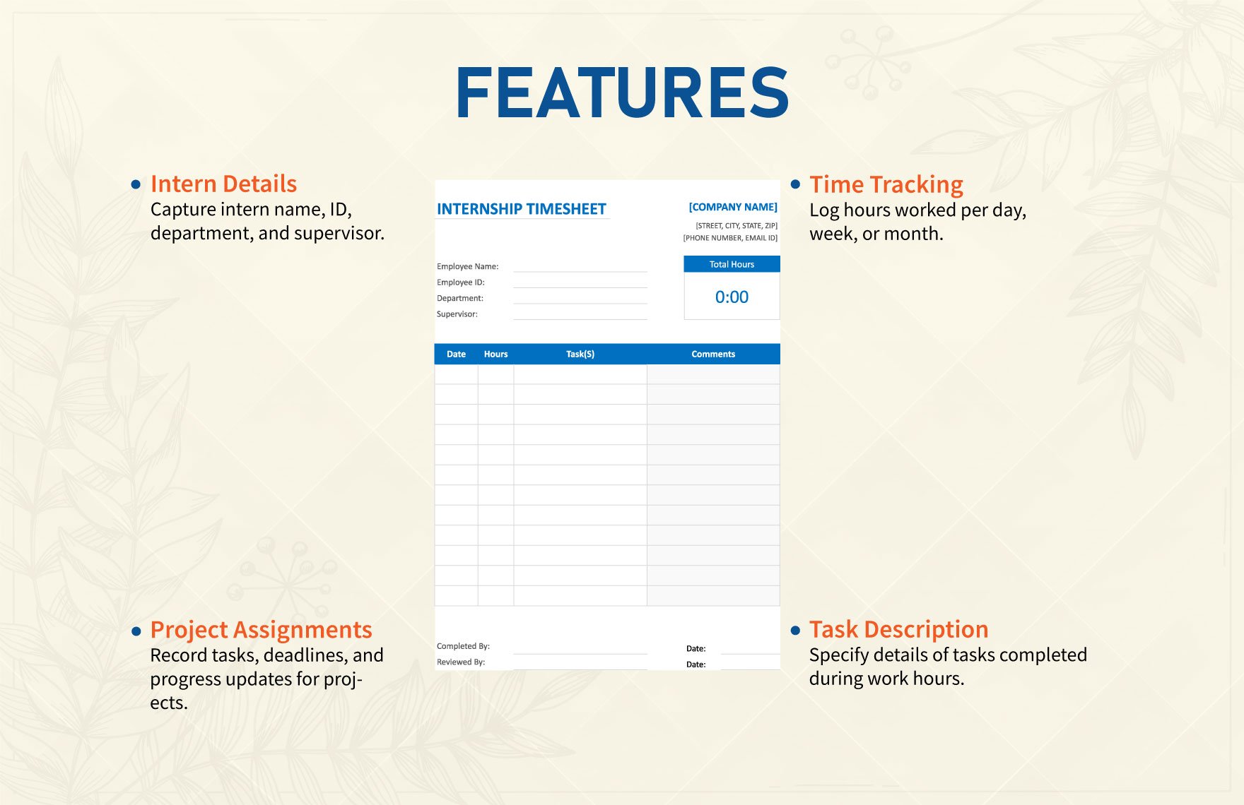 Internship Timesheet Template