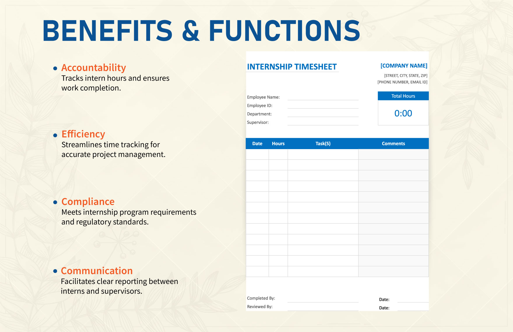 Internship Timesheet Template