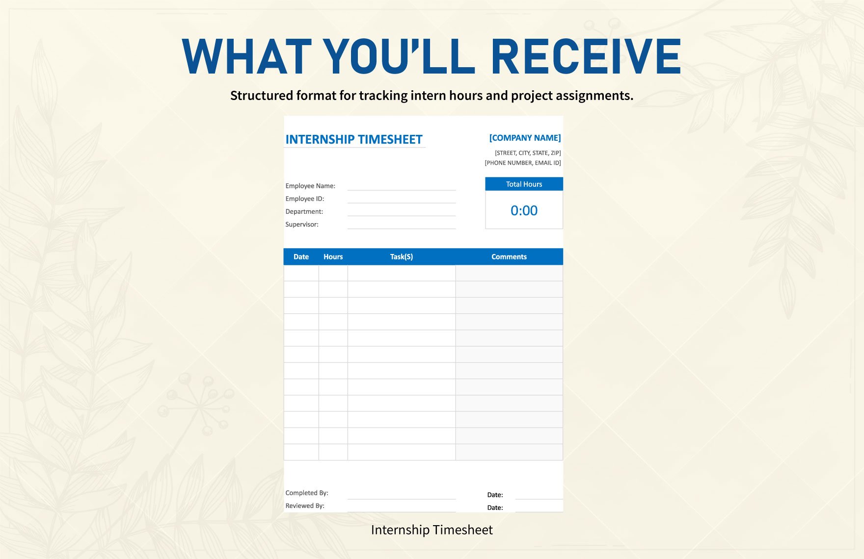 Internship Timesheet Template