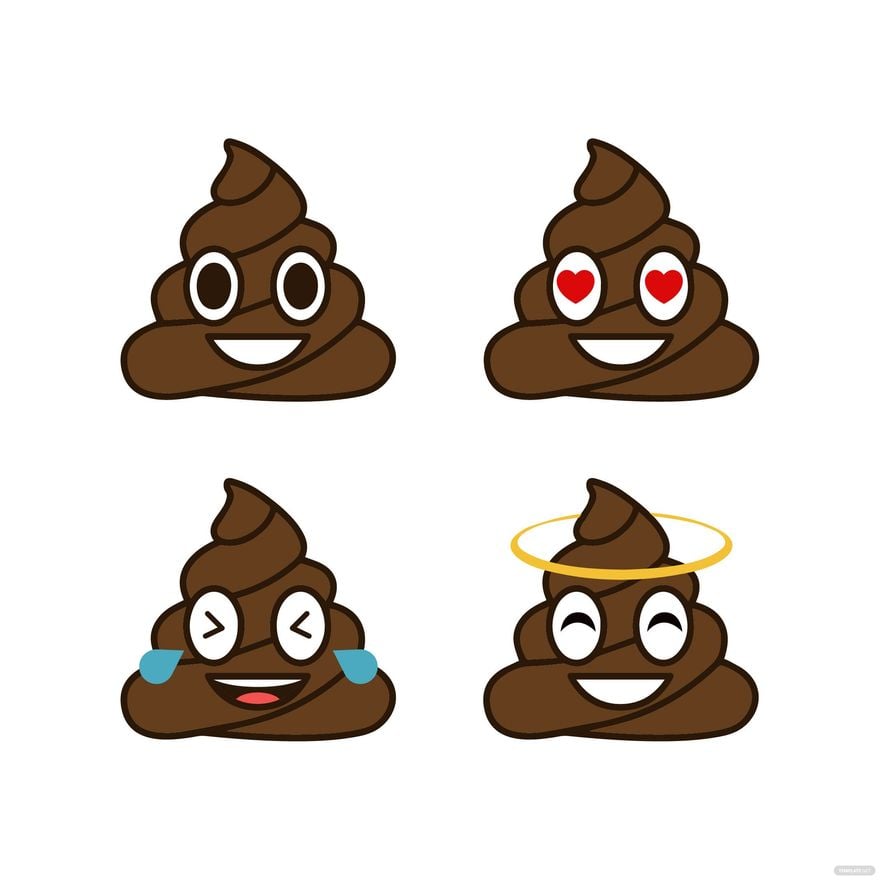 Poop Emoji Vector in Illustrator, EPS, SVG, JPG, PNG
