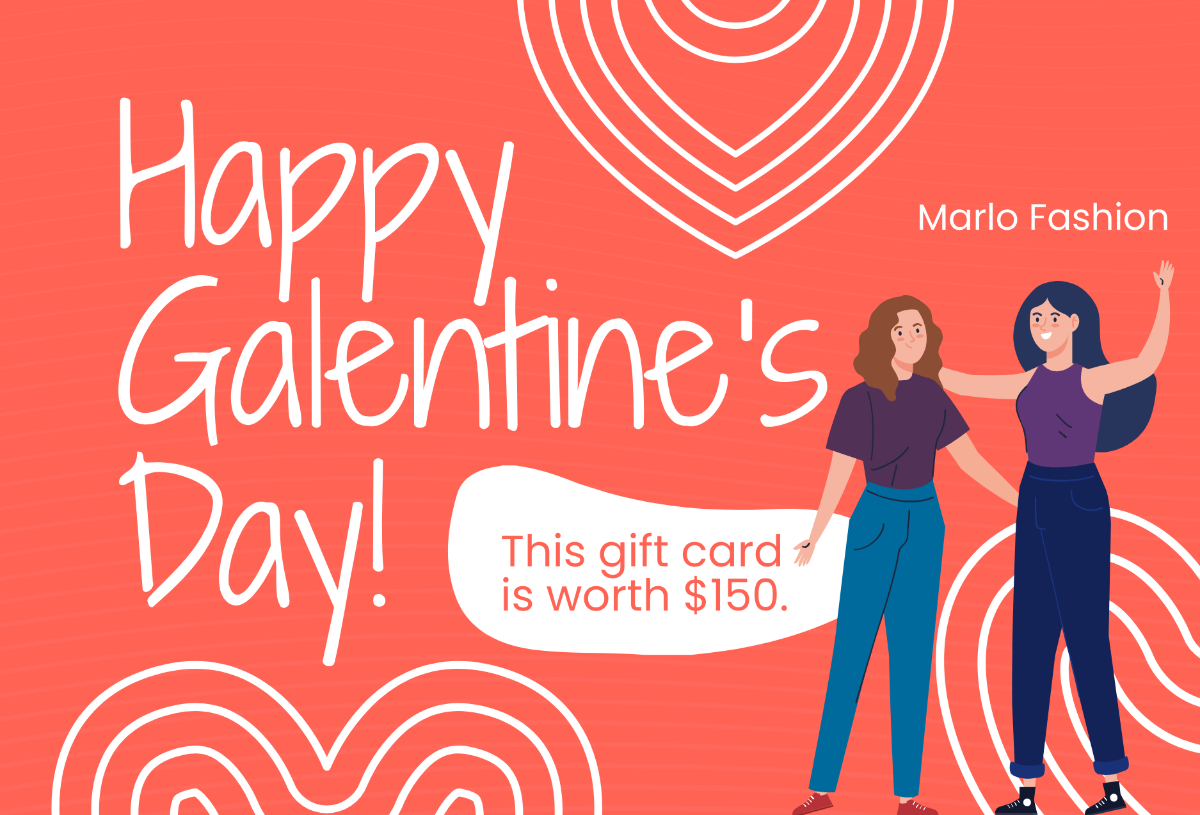 Galentines Day Gift Card Template - Edit Online & Download