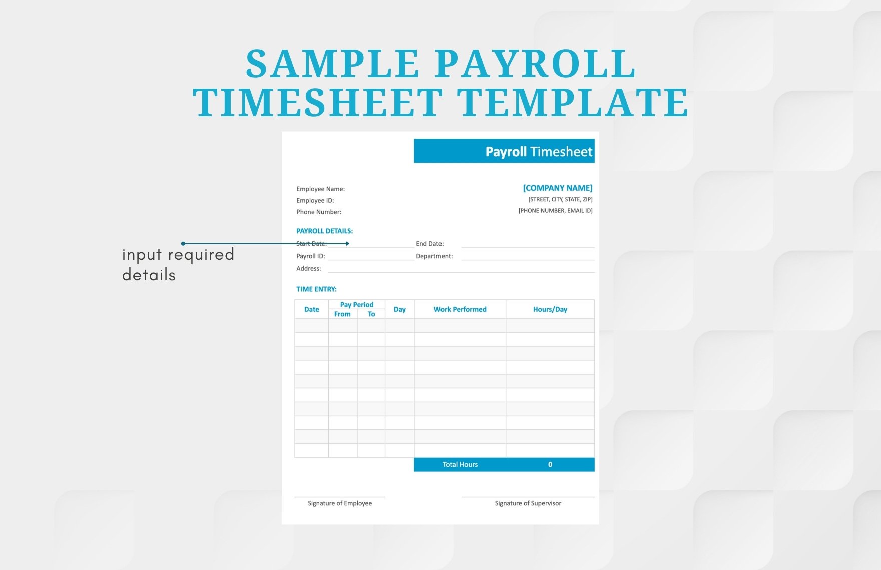 Sample Payroll Timesheet Template