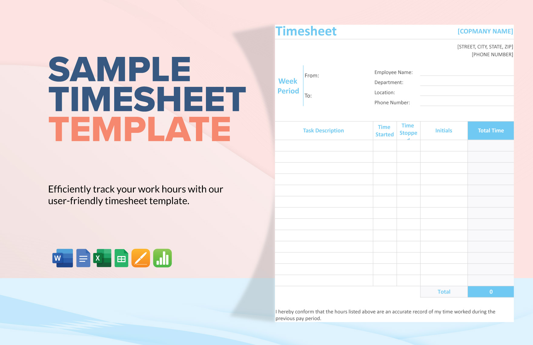 Sample Timesheet Template in Google Docs, Excel, Pages, Word, Google Sheets, Apple Numbers - Download | Template.net