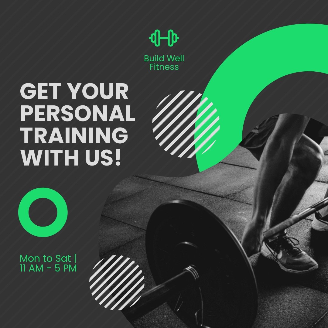 Personal Training Promotion Post, Instagram, Facebook Template