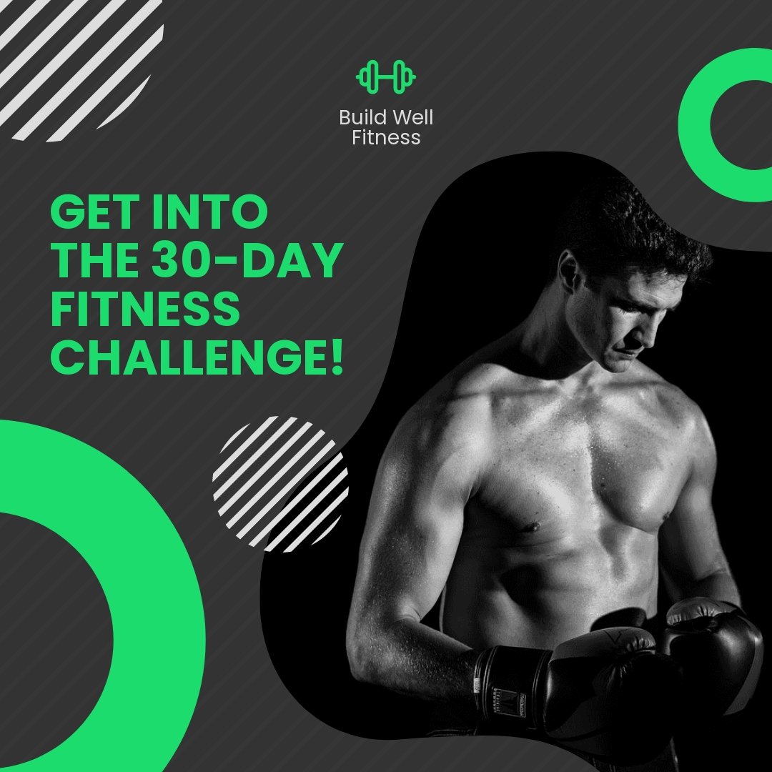 Free Fitness Challenge Promotion Post, Instagram, Facebook Template