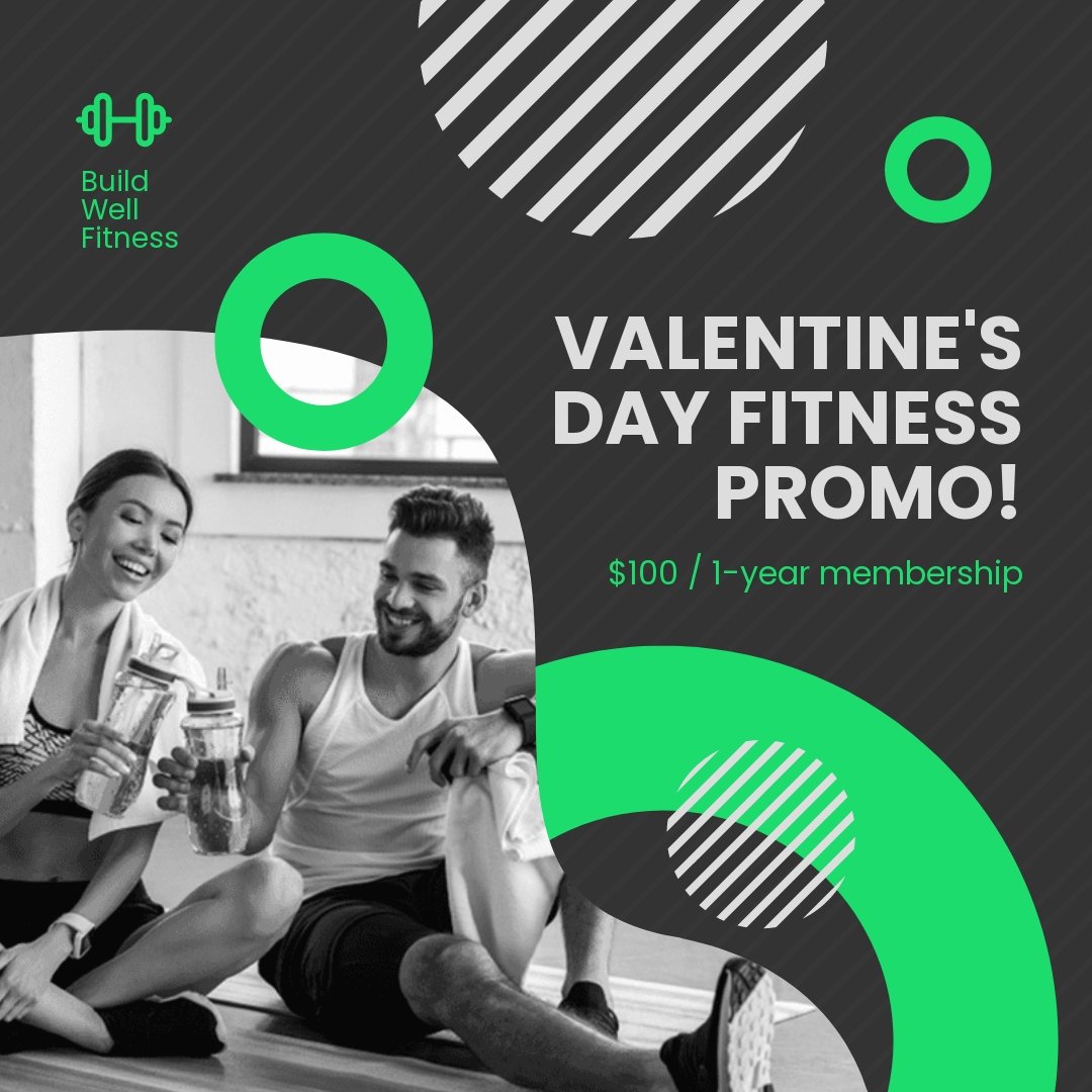 Free Valentines Day Fitness Promotion Post, Instagram, Facebook Template