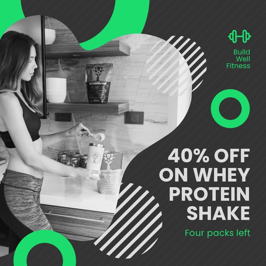 Fitness Product Promotion Post, Instagram, Facebook Template