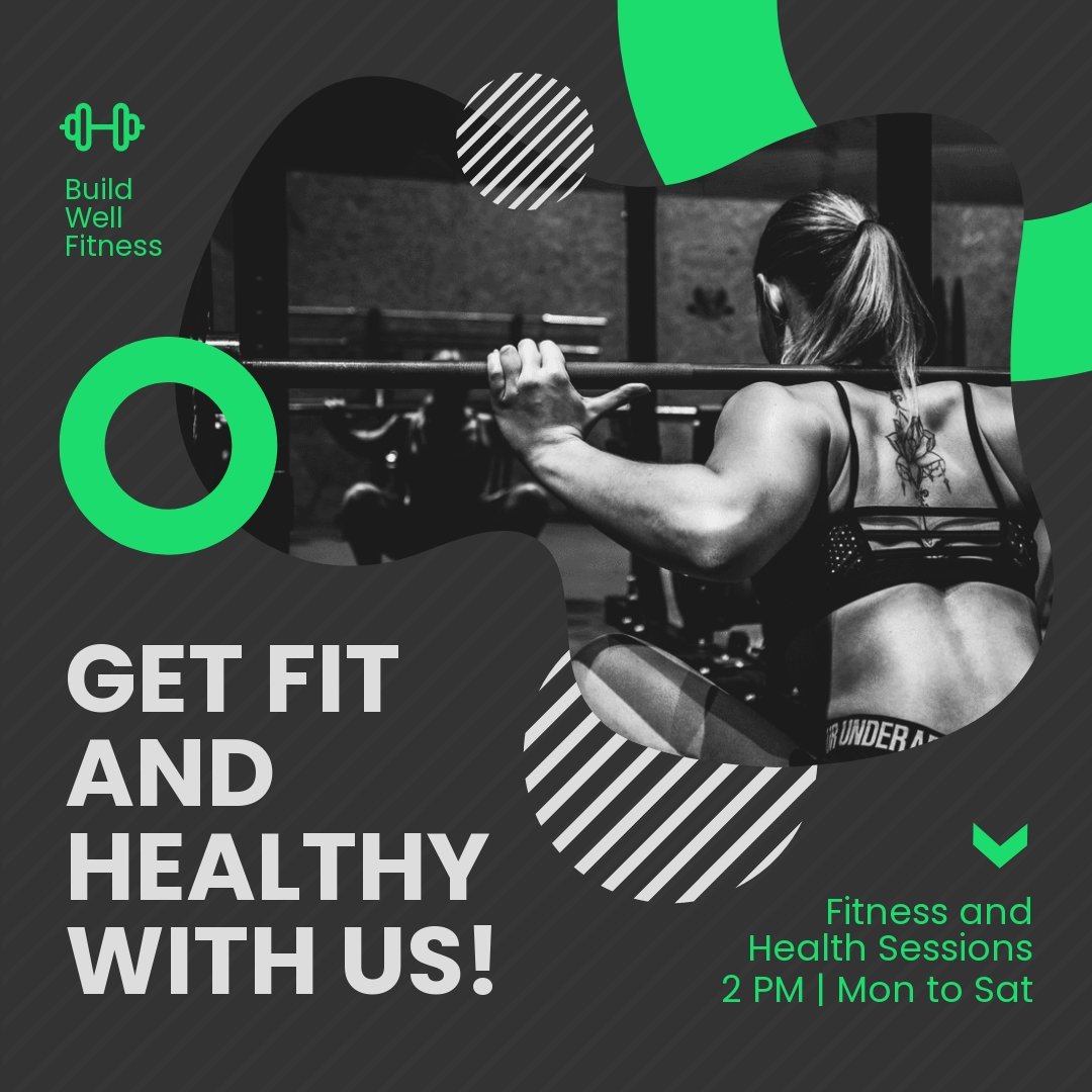 Fitness And Health Promotion Post, Instagram, Facebook Template