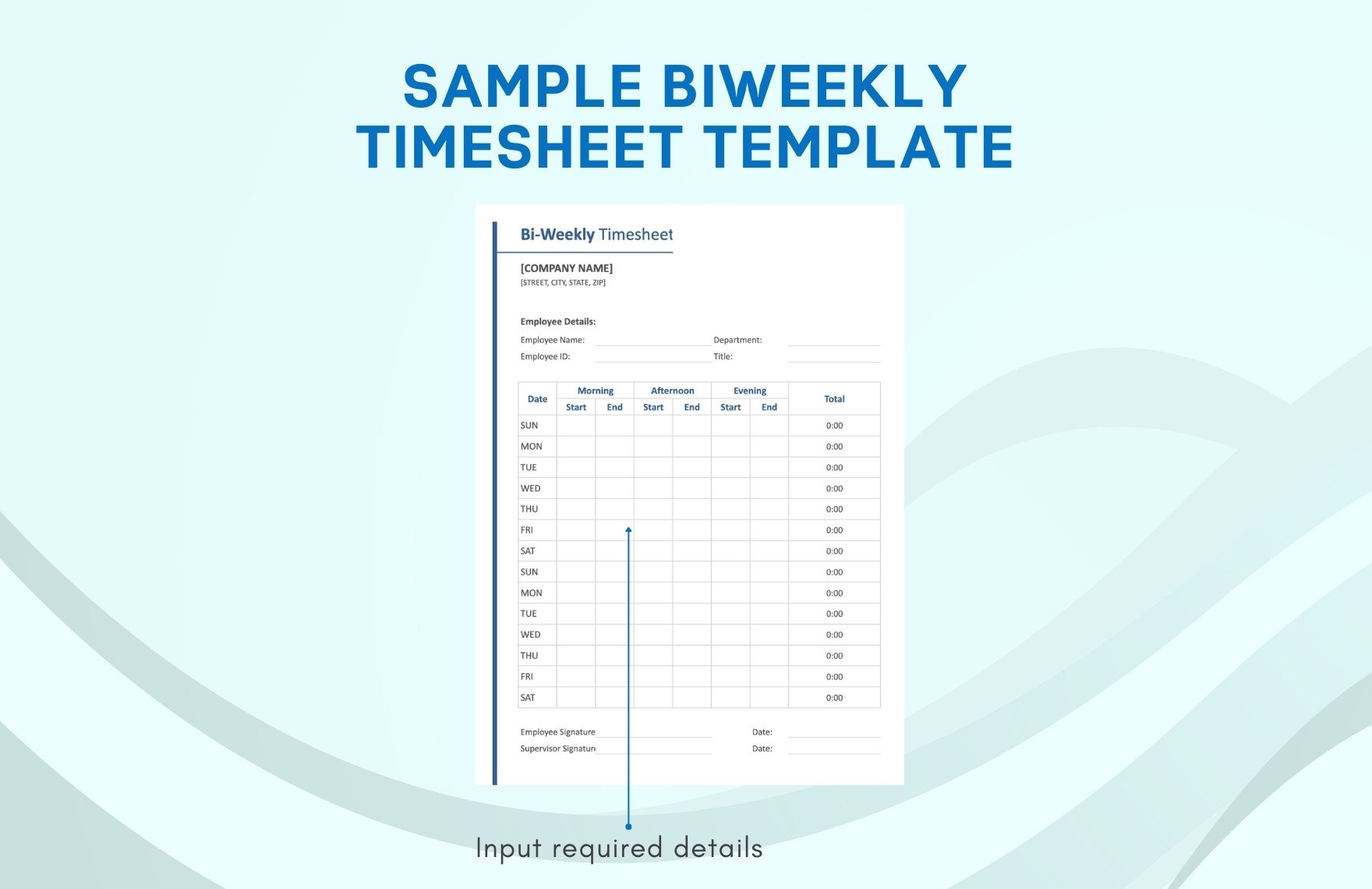 Sample Biweekly Timesheet Template