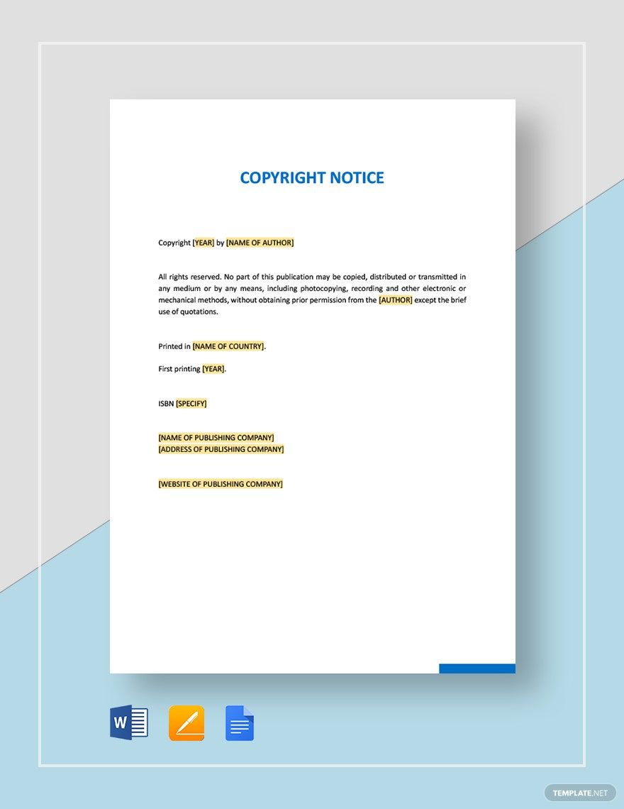 Free Simple Copyright Notice Template