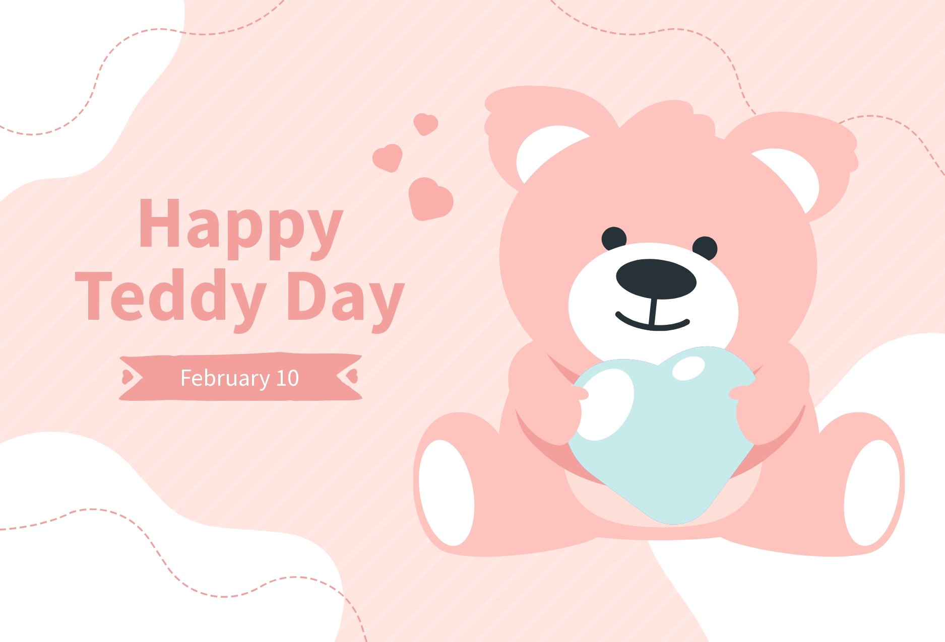 Free Happy Teddy Day Greeting Card  Template