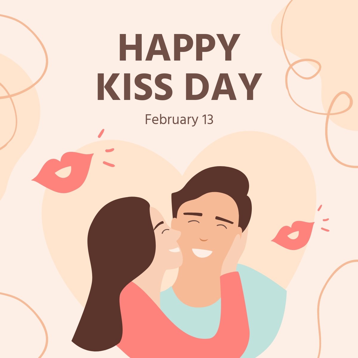 Happy Kiss Day Linkedin Post Template