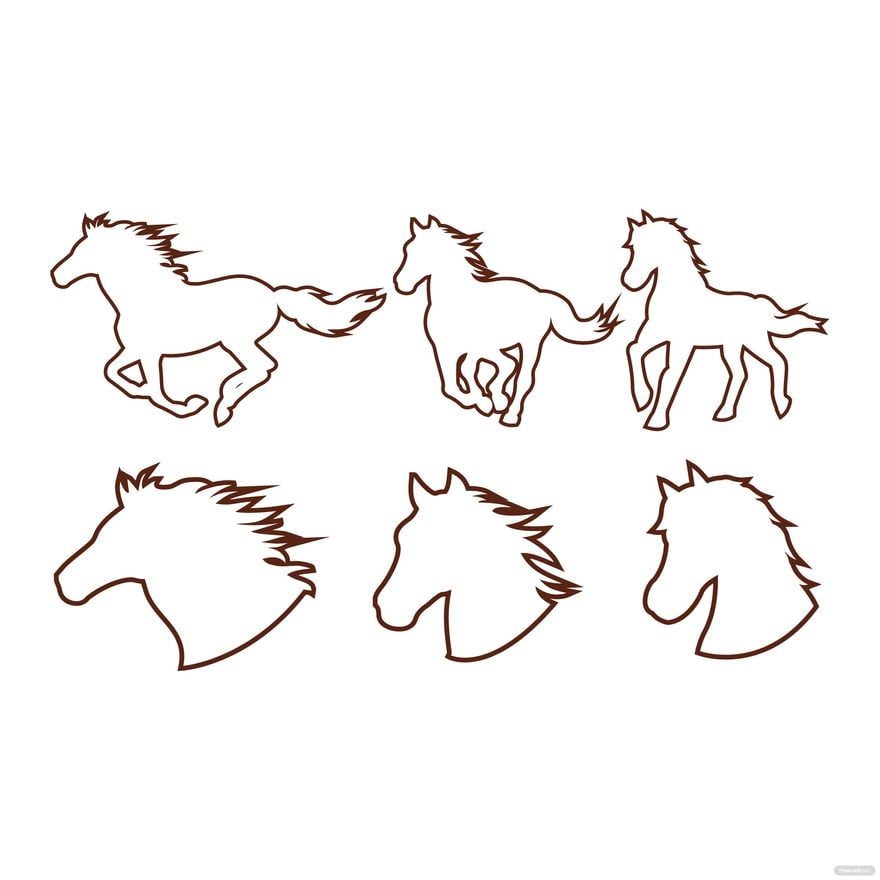 Free Horse Outline Vector in Illustrator, EPS, SVG, JPG, PNG