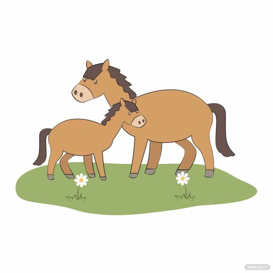 Cute Horse Vector in Illustrator, EPS, SVG, JPG, PNG