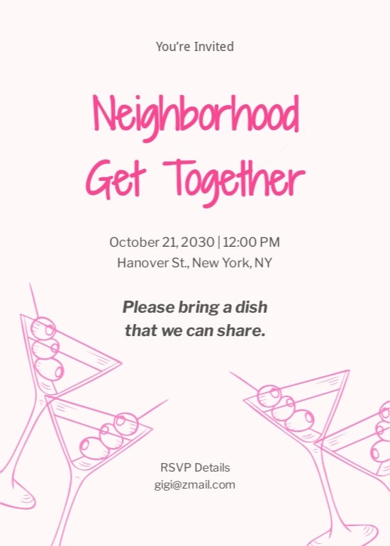Neighborhood Get Together Invitation Template
