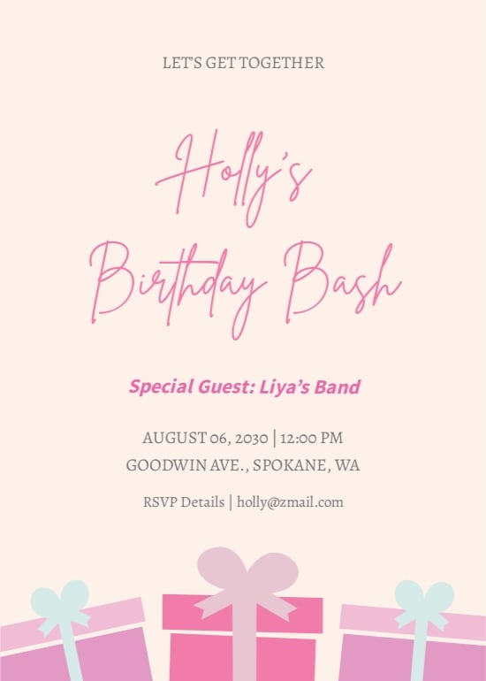 Free Birthday Get Together Invitation Template