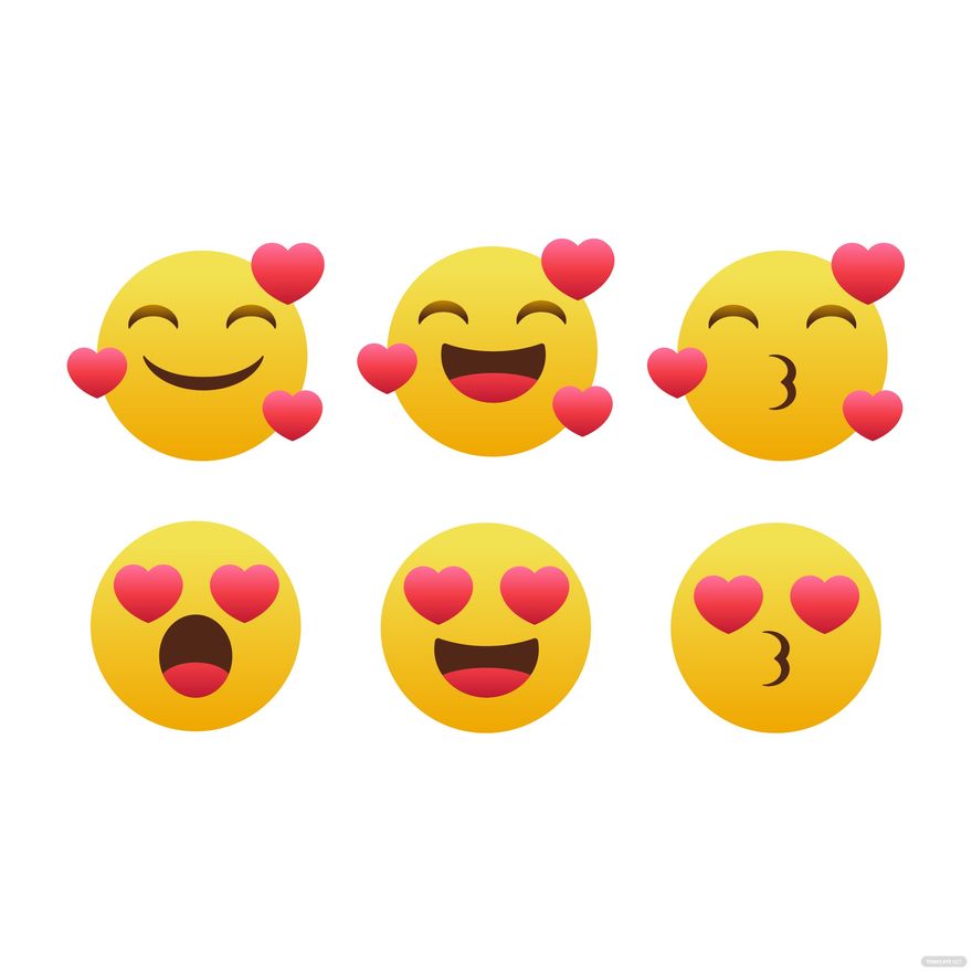 Vector Heart Eyes Face Emoji Design Svg Jpg Png (Instant Download) 