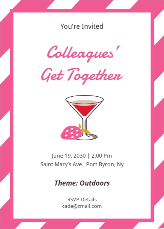 Free Get Together Invitation  For Colleagues Template