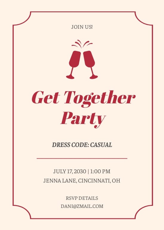 Get Together Party Invitation Card Template