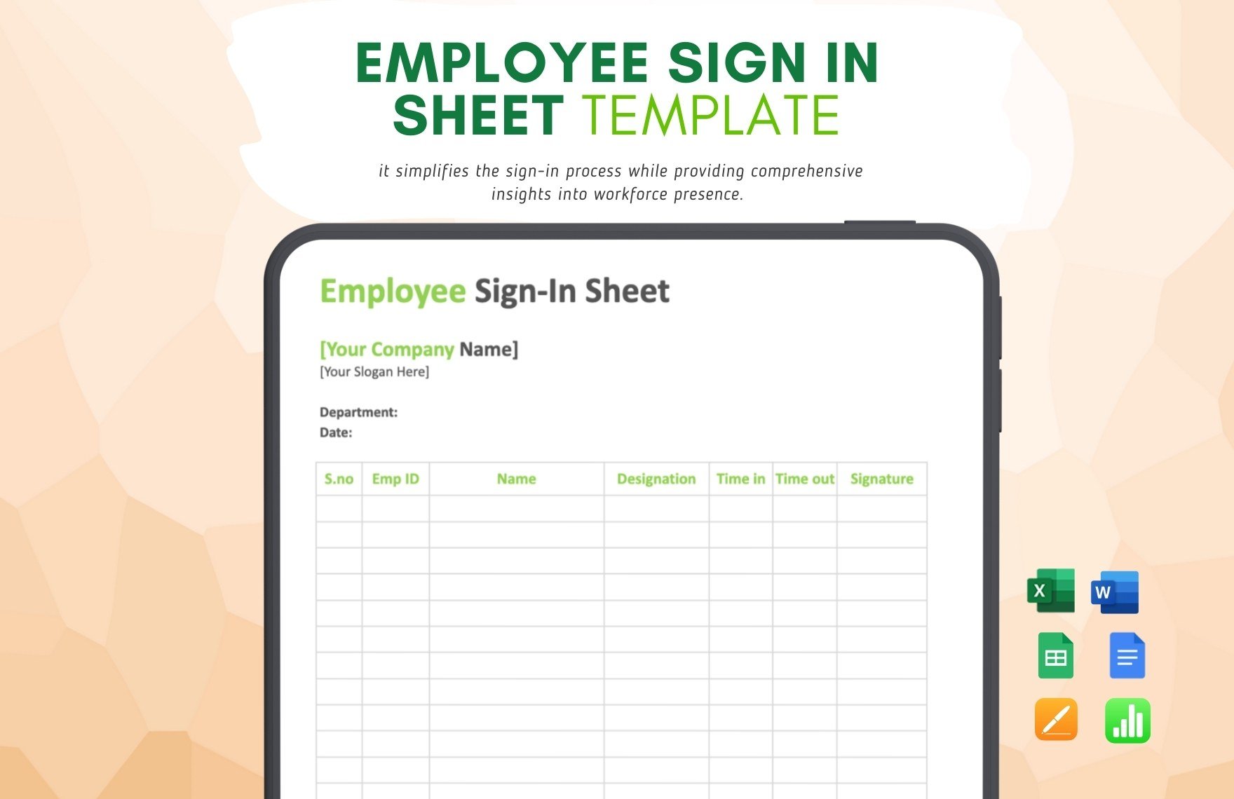 Free Employee Sign in Sheet Template in Word, Google Docs, Excel, Google Sheets, Apple Pages, Apple Numbers