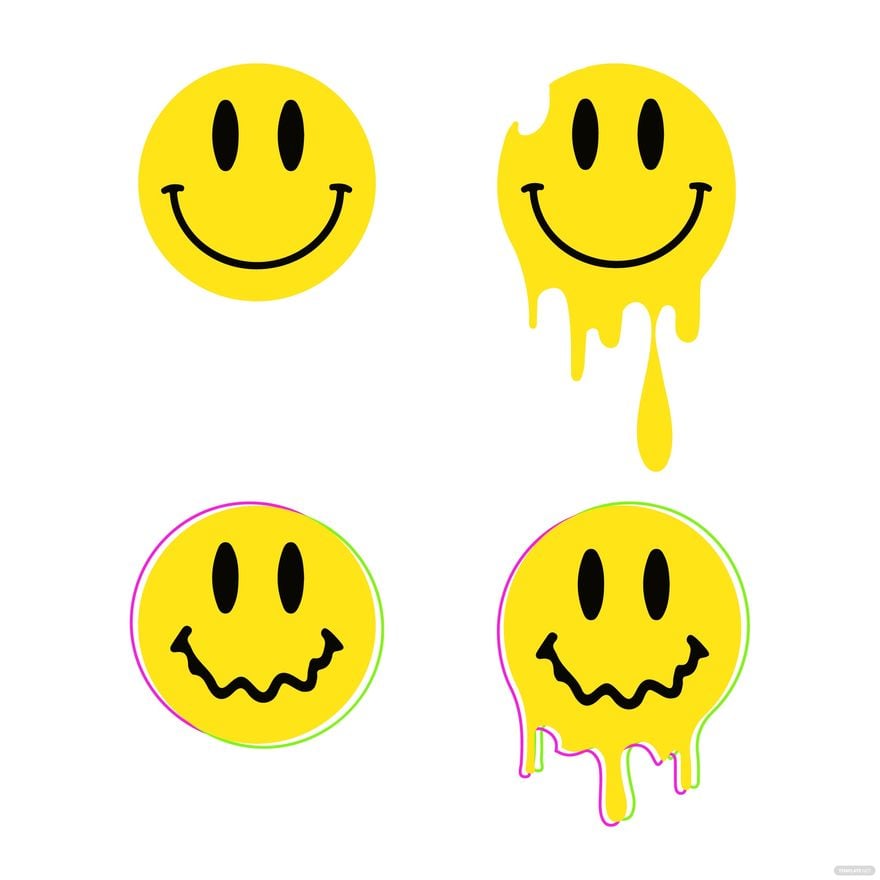 Acid Smiley Vector in Illustrator, EPS, SVG, JPG, PNG