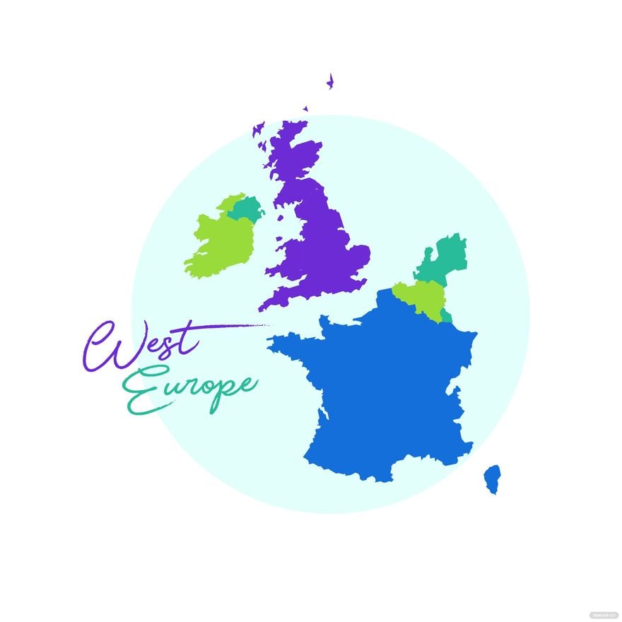 Free West Europe Map Vector in Illustrator, EPS, SVG, JPG, PNG