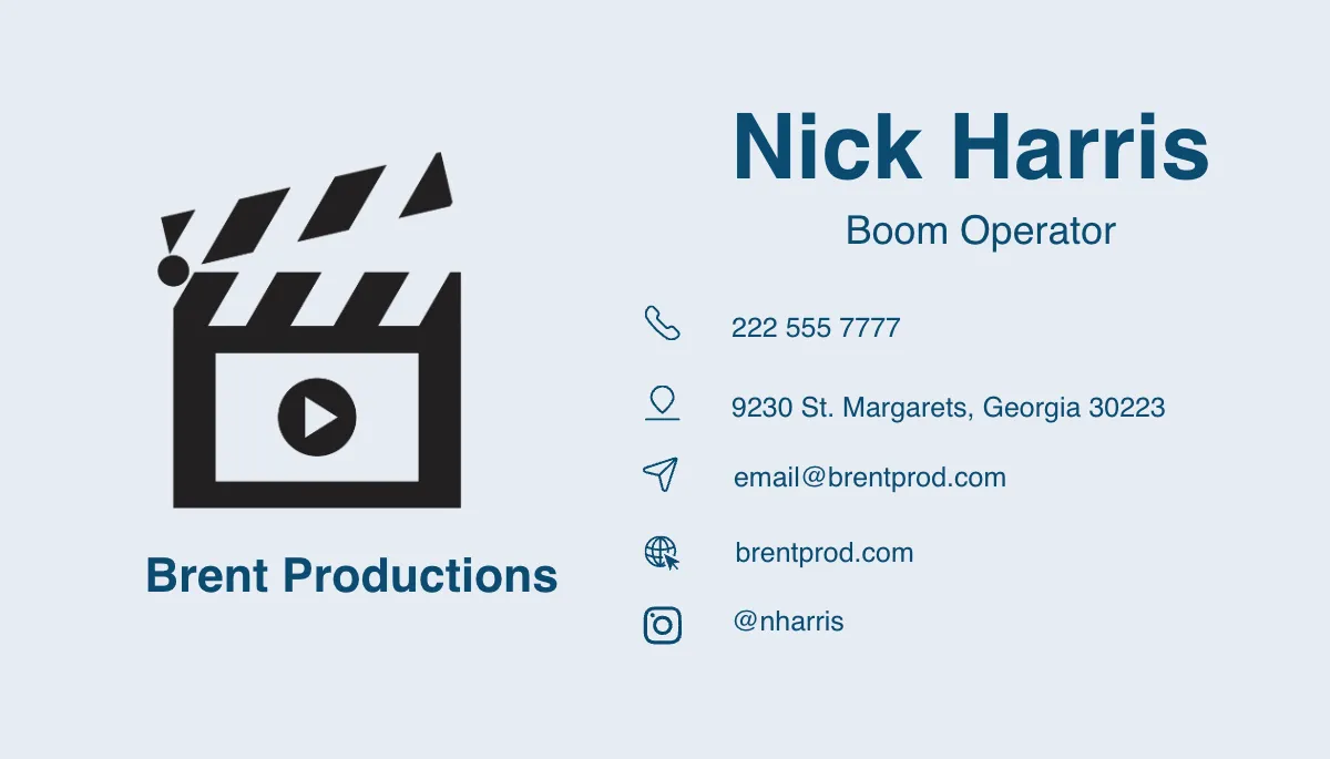 Free Simple Filmmaker Business Card Template to Edit Online