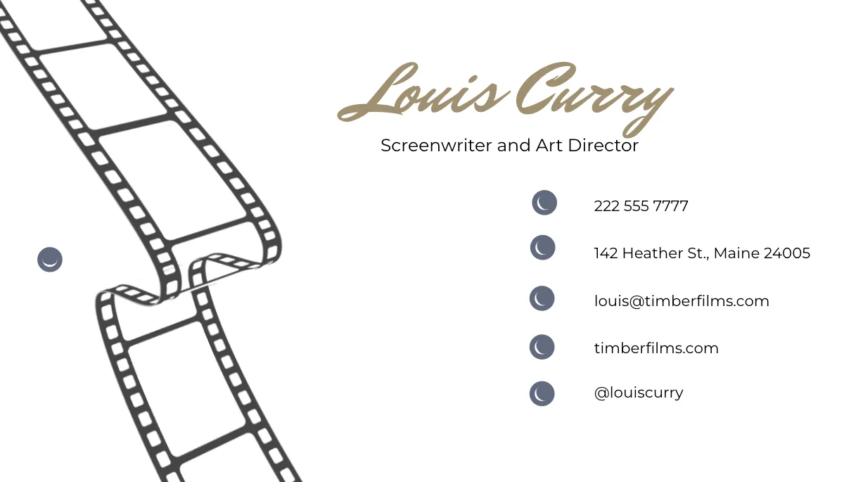 Free Film Reel Icon Filmmaker Business Card Template to Edit Online