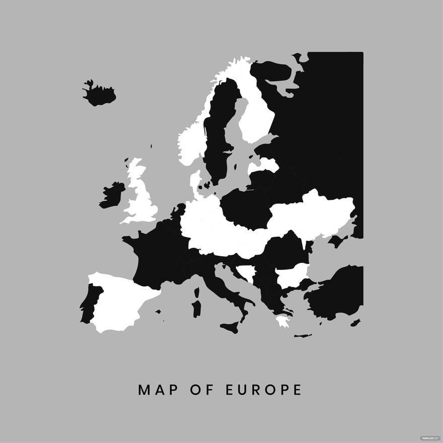 Black and White Europe Map Vector