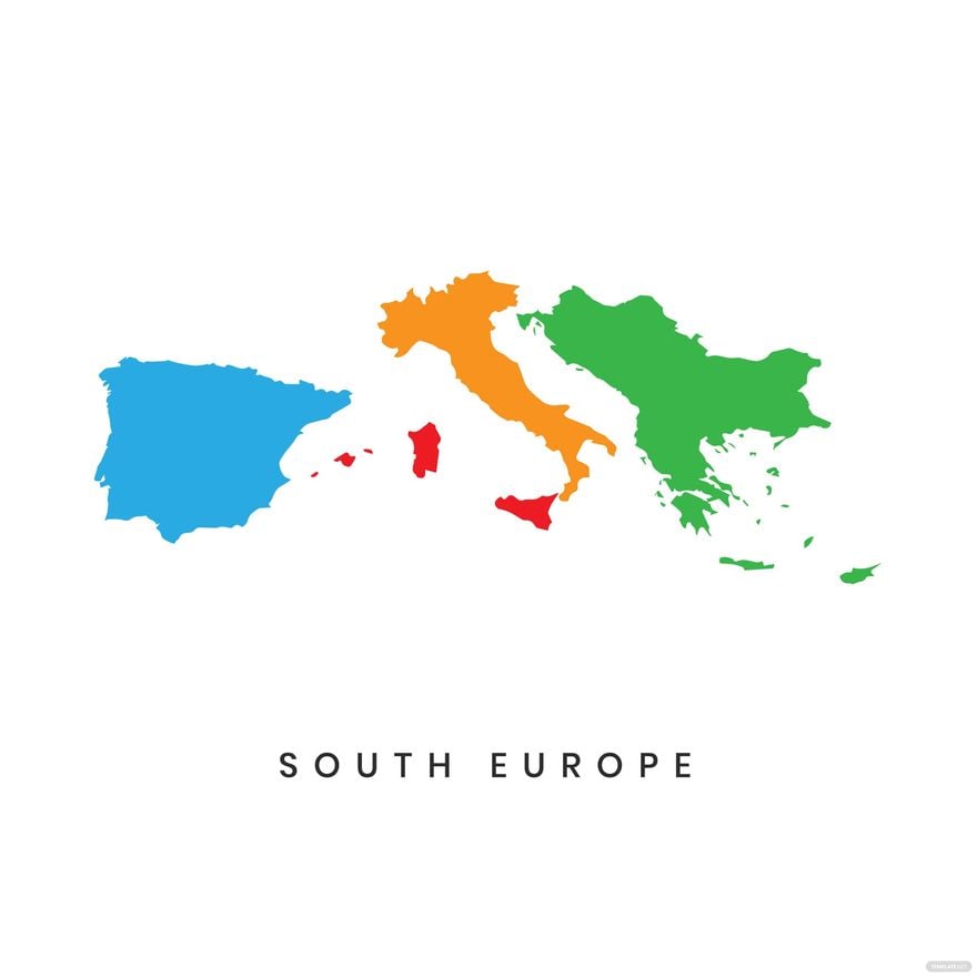South Europe Map Vector in Illustrator, EPS, SVG, JPG, PNG