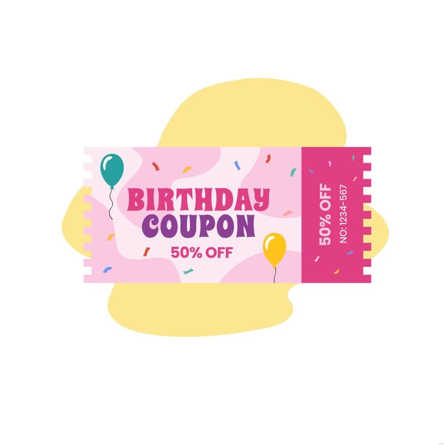 Birthday Coupon Illustration in Illustrator, EPS, SVG, JPG, PNG