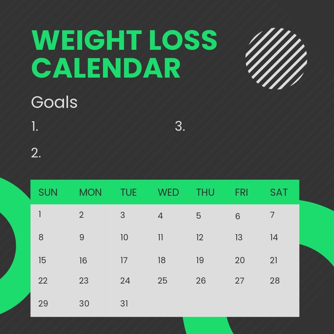 Weight Loss Calendar Post, Instagram, Facebook Template