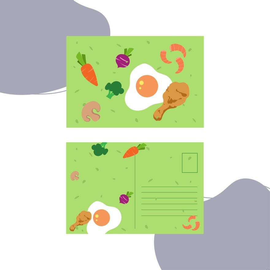 Food Postcard Illustration in Illustrator, EPS, SVG, JPG, PNG