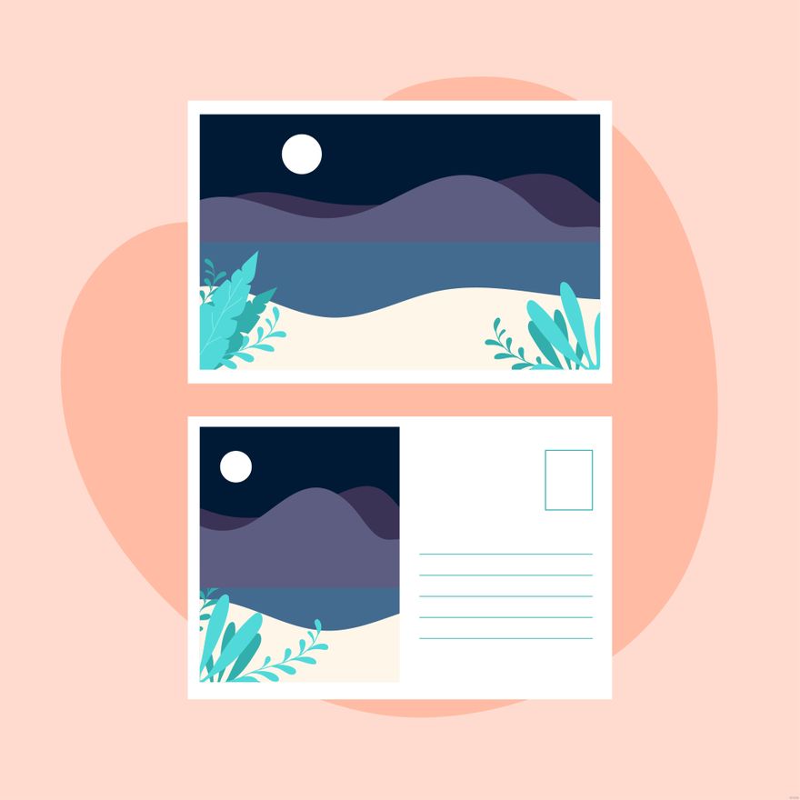 Flat Postcard Illustration in Illustrator, EPS, SVG, JPG, PNG