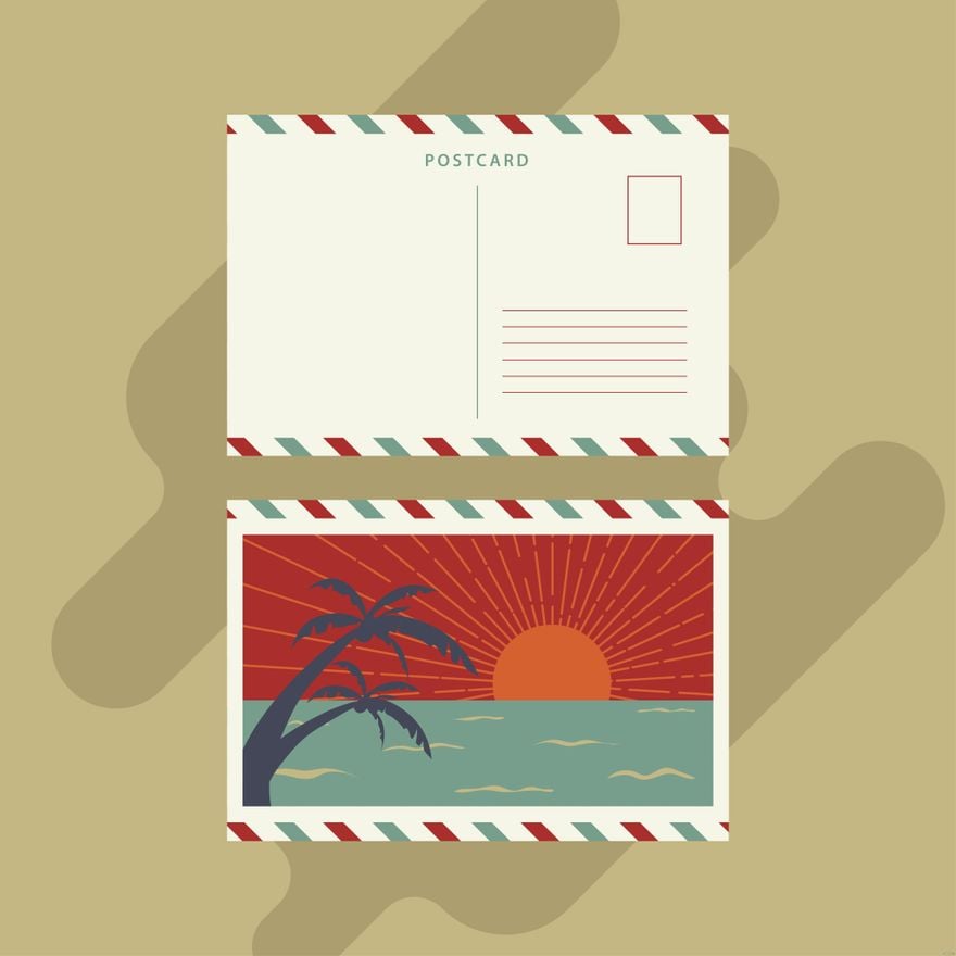 Retro Postcard Illustration in Illustrator, EPS, SVG, JPG, PNG