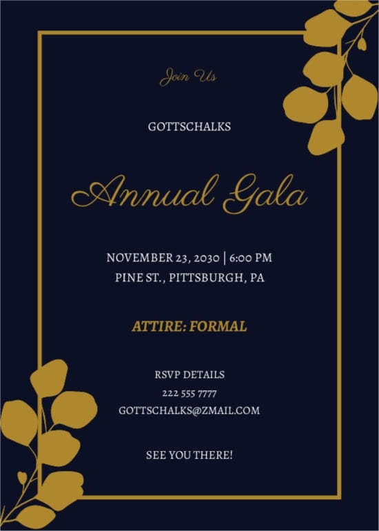 Formal Gala Invitation Template