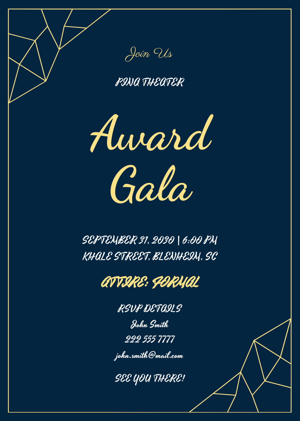 Award Gala Invitation Template - Edit Online & Download