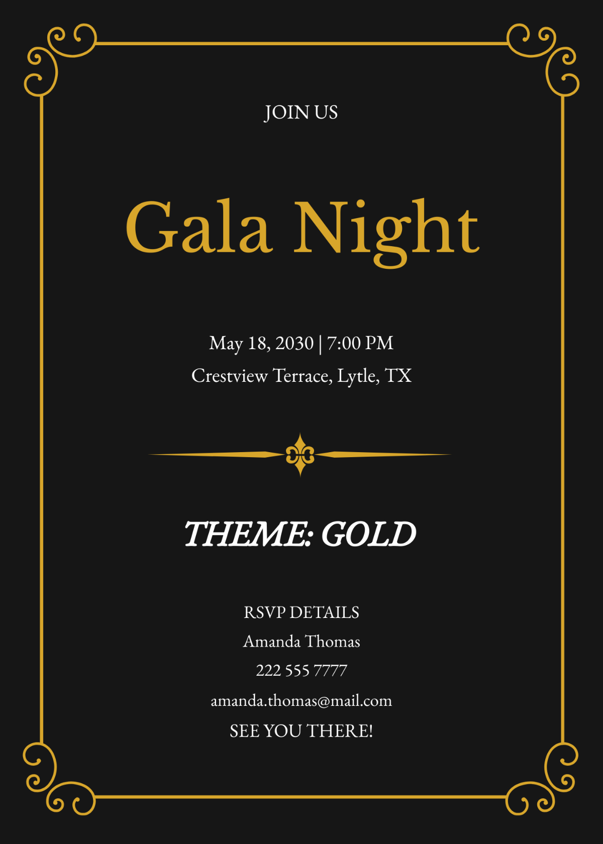 Elegant Gala Invitation Template - Edit Online & Download