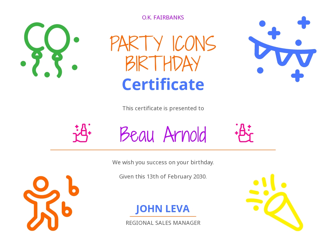 Birthday Certificate Templates - Format, Free, Download | Template.net