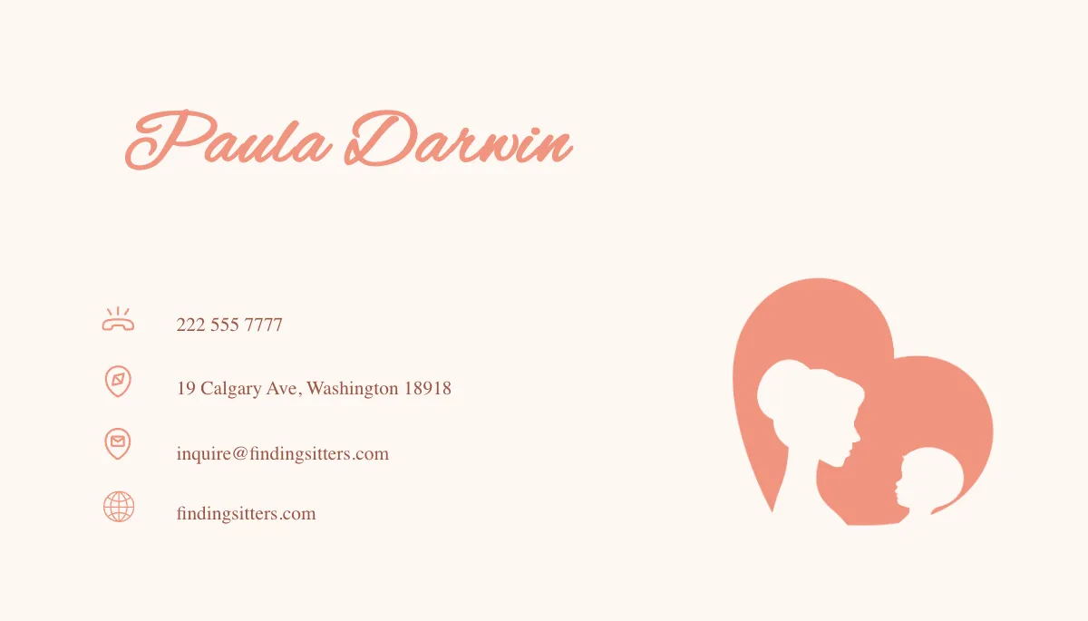 Free Feminine Babysitting Business Card Template to Edit Online