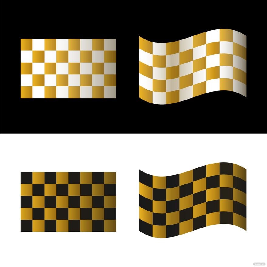 Gold Checkered Flag Vector in Illustrator, EPS, SVG, JPG, PNG