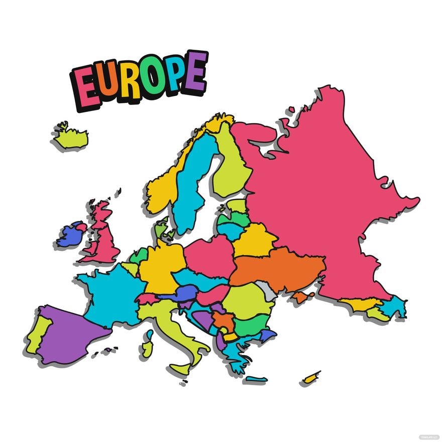 Free Cartoon Europe Map Vector