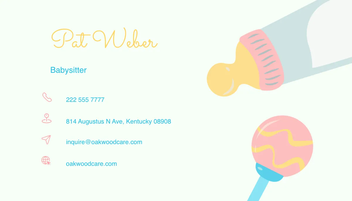 Free Baby Stroller Babysitter Business Card Template to Edit Online