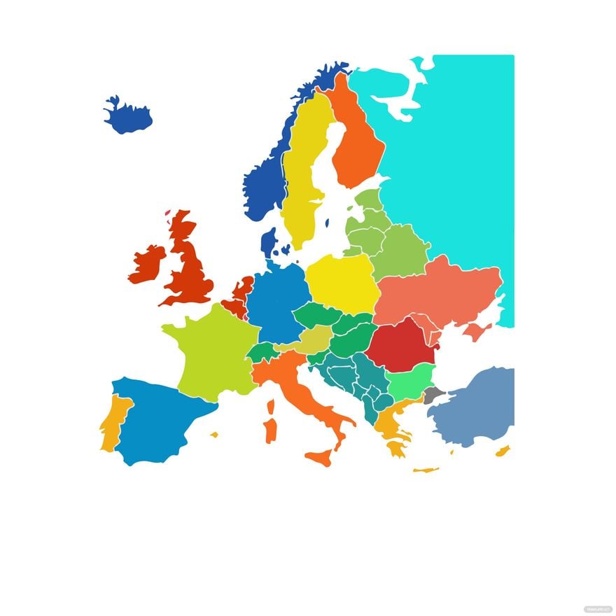 Colorful Europe Map Vector in Illustrator, EPS, SVG, JPG, PNG