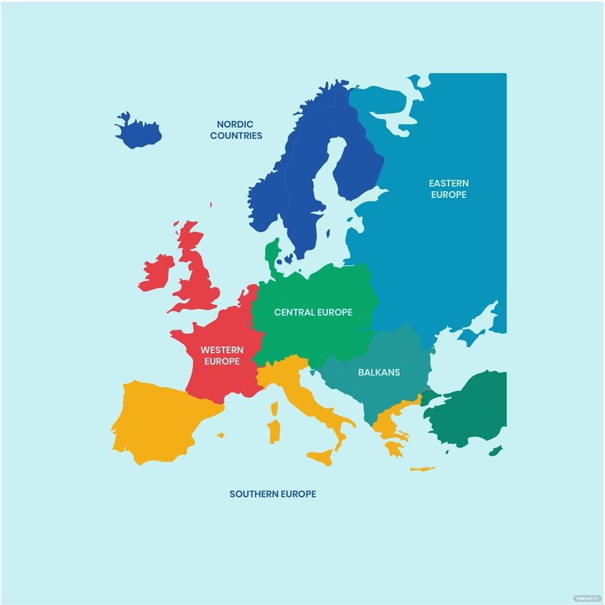 Europe Map With Regions Vector
