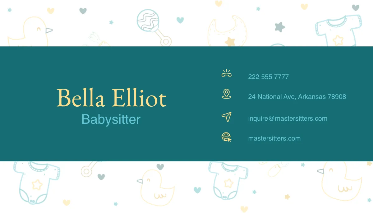 Free Baby Pattern Babysitter Business Card Template to Edit Online