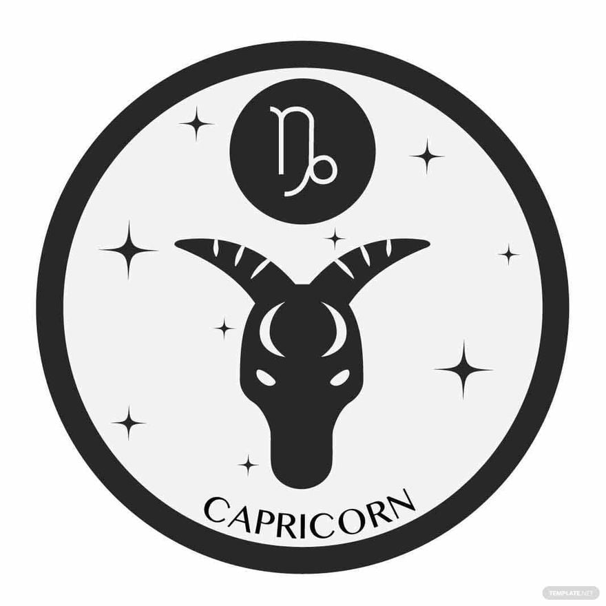 Free Black and White Capricorn Vector in Illustrator, EPS, SVG, JPG, PNG